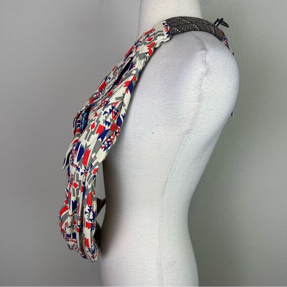 Kavu Tan Red Blue Southwest Print Rope Bag NWT
